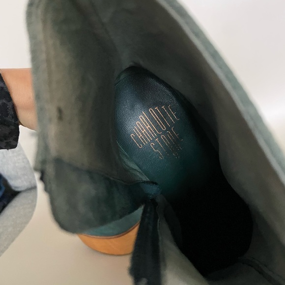 Charlotte Stone Emerald Suede Heeled Boots - Picture 8 of 10